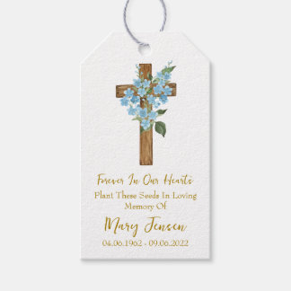 Forget me not Cross Memorial Funeral Seed Packet Gift Tags