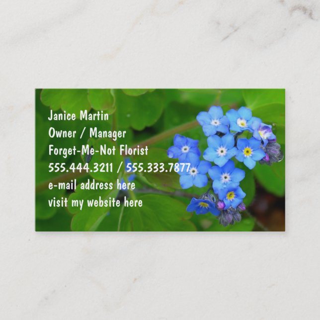Forget-Me-Not Custom Template Business Cards (Front)