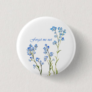 Forget me not Custom Watercolor Garden Flower 1 Inch Round Button