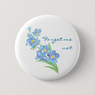 Forget me not Custom Watercolor Garden Flower 2 Inch Round Button