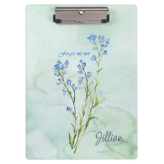 Forget me not Custom Watercolor Garden Flower Clipboard (Front)