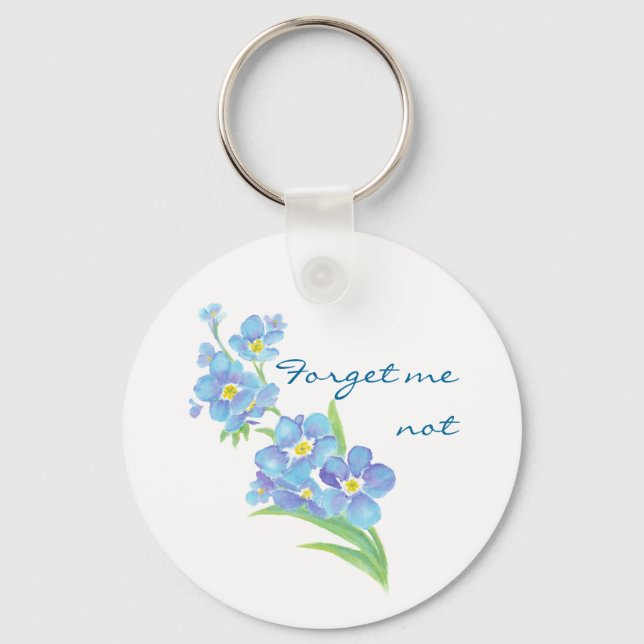 Forget me not Custom Watercolor Garden Flower Keychain (Front)
