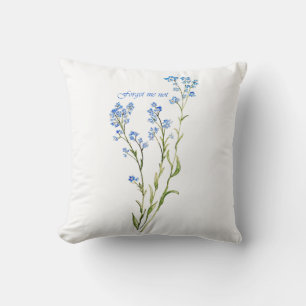 Forget me not Custom Watercolor Garden Flower Throw Pillow