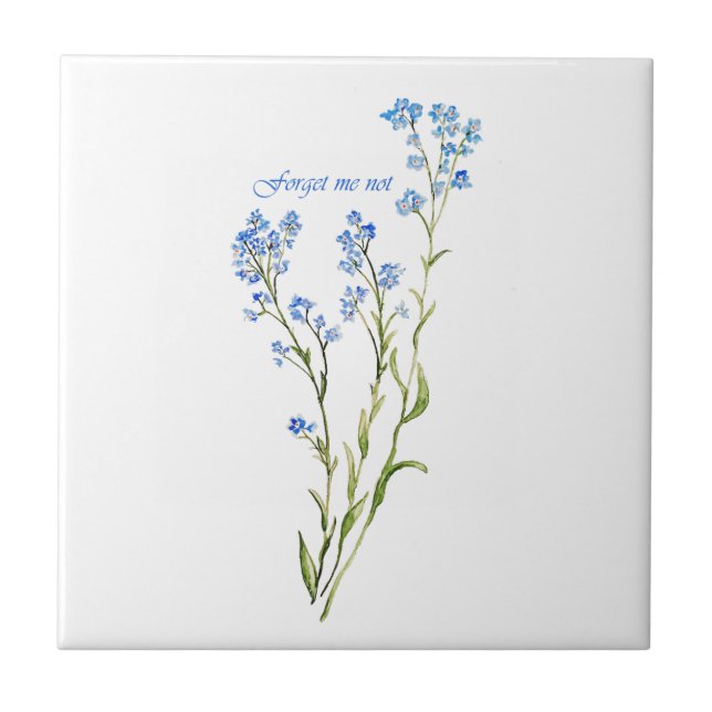 Forget me not Custom Watercolor Garden Flower Tile (Front)