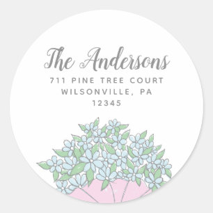 Forget Me Not Doodle Round Return Address Labels