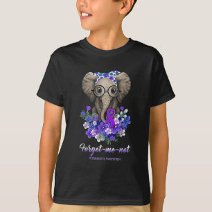 Forget Me Not Elephant Flowers Heimerheimer Brain T-Shirt