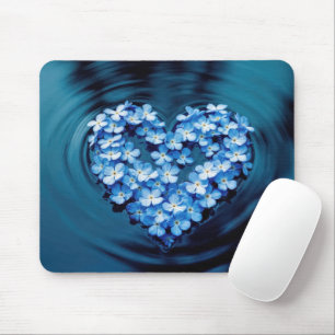 Forget-me-not Floating Heart Petals Mouse Pad