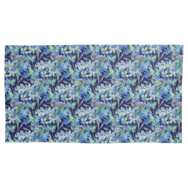 Forget me not flora pillowcase (Front-Left)
