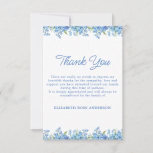 Forget Me Not Floral Blue Modern Memorial Funeral Thank You Card