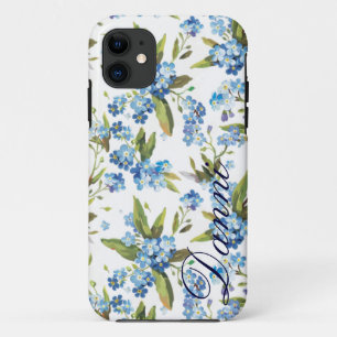 forget me not  floral custom name iphone 5 case