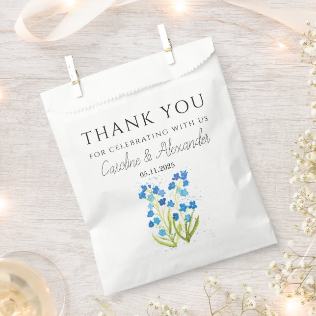 Forget me not Floral Modern Spring Wedding Favour Bag (Clipped)