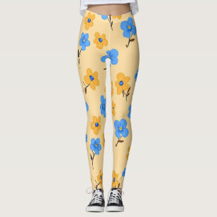 Forget-Me-Not Floral Pattern Leggings