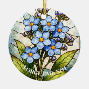 Forget Me Not Floral Stained Glass Custom Grief Ceramic Ornament