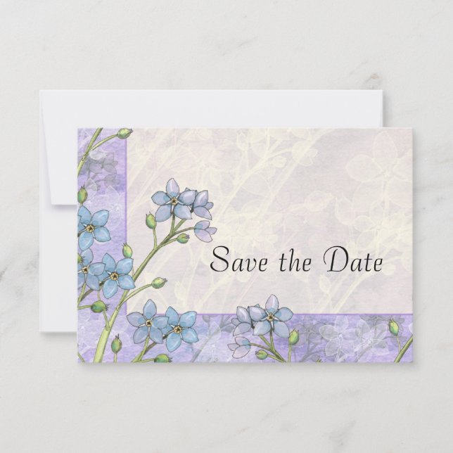 Forget-Me-Not Floral Wedding Save the Date (Front)
