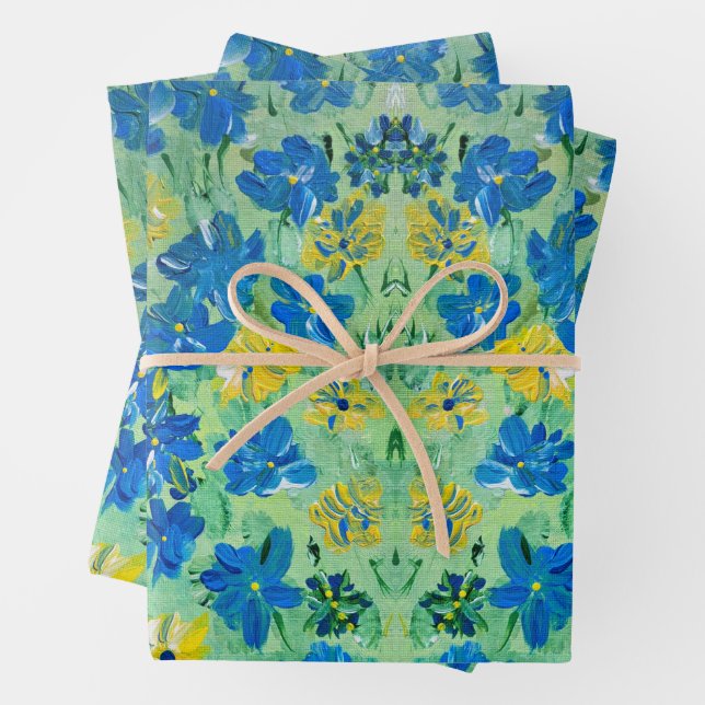 Forget-Me-Not Floral Wrapping Paper (In situ)