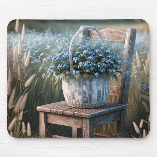 Forget-Me Not Flower Basket Mouse Pad (Front)