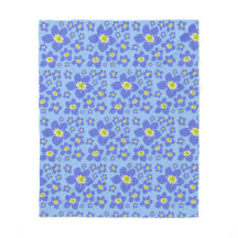 Forget me not flower Design on Fleece Blanket