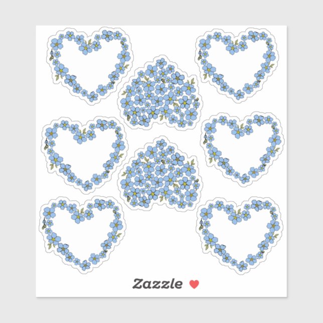Forget me not flower field with hearts frame (Sheet)
