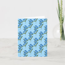 Forget Me Not Flower Greetings Card Blue Pattern