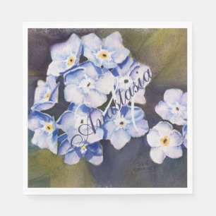 FORGET ME NOT FLOWER PARTY MONOGRAM NAPKIN