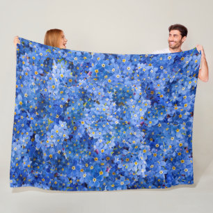 Forget Me Not Flower Pattern Fleece Blanket