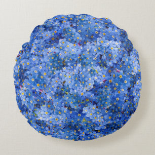Forget Me Not Flower Pattern Round Pillow