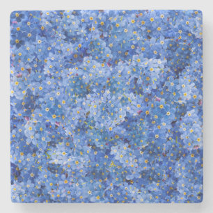 Forget Me Not Flower Pattern Stone Coaster