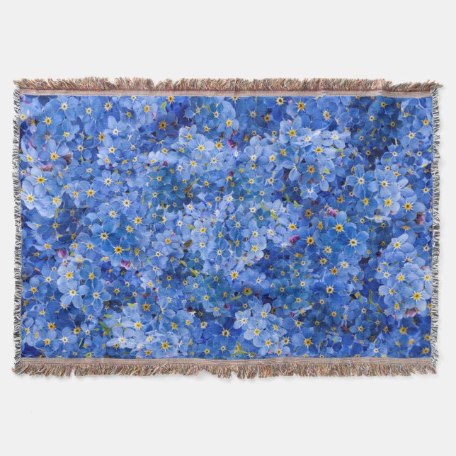 Forget Me Not Flower Pattern Throw Blanket (Front)