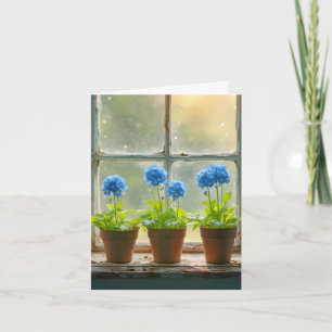 Forget-Me-Not Flower Pots In a Window Note Card