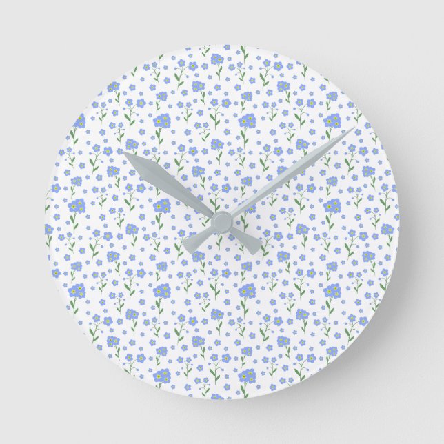 Forget-me-not, flower seamless pattern round clock (Front)