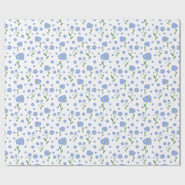 Forget-me-not, flower seamless pattern wrapping paper (Flat)