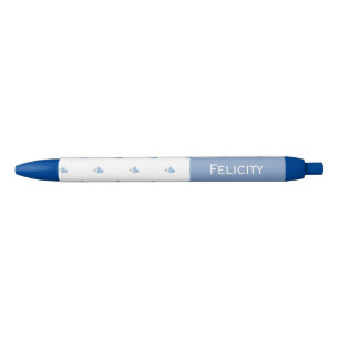 Forget Me Not Flowers Custom Name Blue Ink Pen