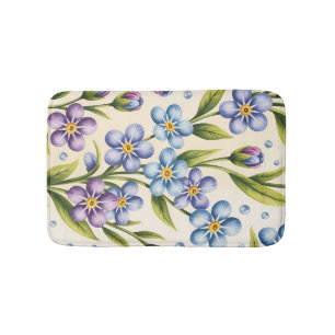 Forget-me-not flowers on cream bath mat