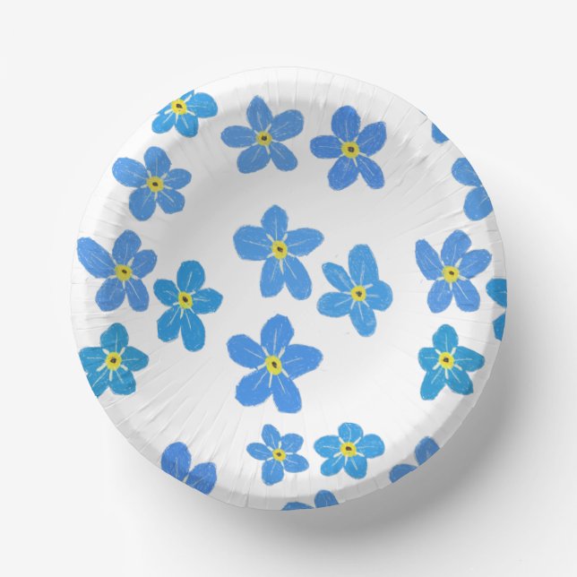 Forget-me-not Flowers Paper Bowl Plate (Front)