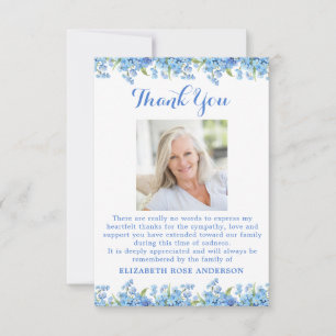 Forget Me Not Flowers Photo Sympathy Funeral Thank You Card