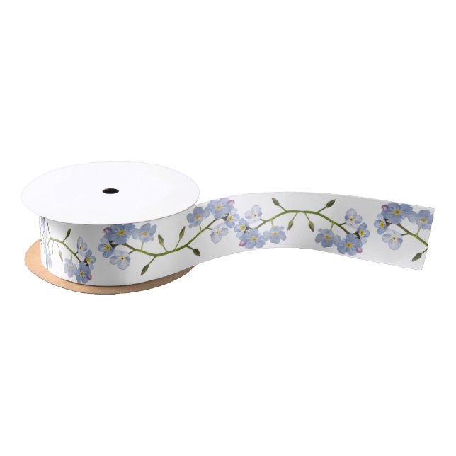 Forget Me Not flowers Satin Ribbon (Spool)