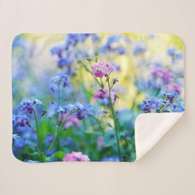 Forget-Me-Not Flowers Sherpa Blanket (Front (Horizontal))