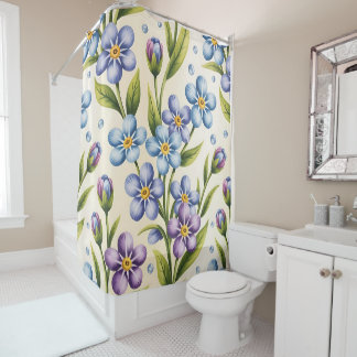 Forget-me-not flowers Shower Curtain on cream 
