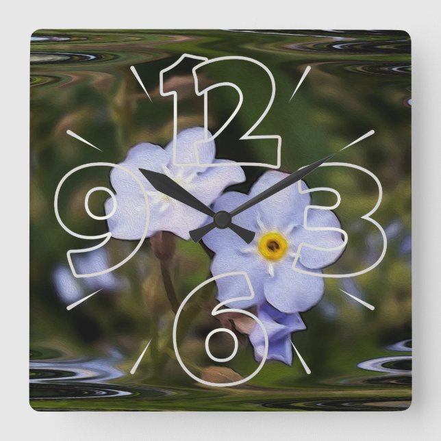 Forget me not flowers square wall clock (Front)
