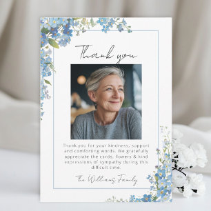 Forget Me Not Flowers Thank You Bereavement Photo  Card