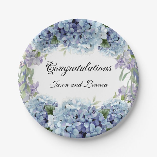 Forget-Me-Not Flowers Watercolor Elegant   Paper Plate (Front)