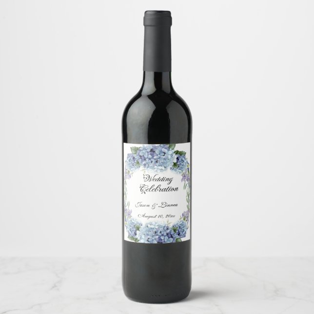 Forget-Me-Not Flowers Watercolor Elegant    Wine Label (Front)