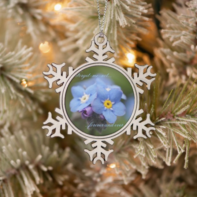 Forget-me-not forever and ever! snowflake pewter christmas ornament (Tree)