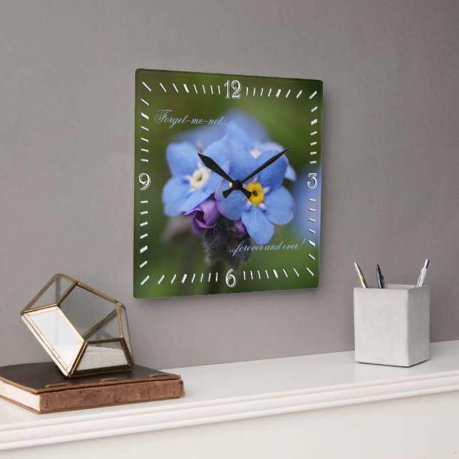 Forget-me-not forever and ever  square wall clock (Office)
