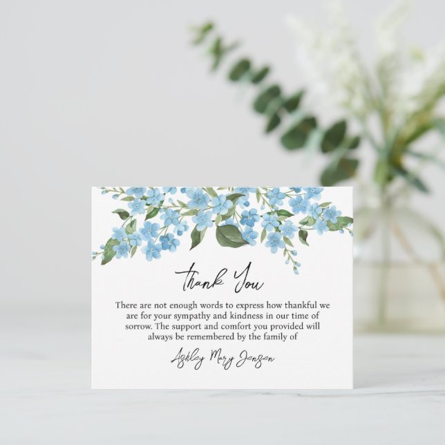 Forget me not Funeral Thank You Card Bereavement (Standing Front)