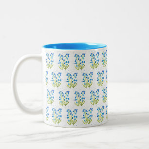Forget me not Garden blue flowers watercolor Two-Tone Coffee Mug
