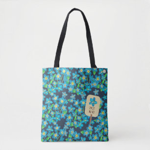 Forget Me Not German / English Blue Wildflower Tote Bag