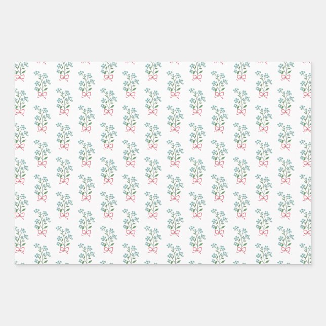Forget Me Not Gift Wrap Holiday Wrapping Paper (Front)