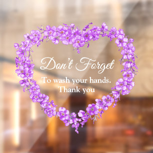 Forget me not heart don't forget wash your hands window cling