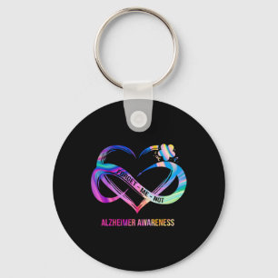 Forget Me Not Heimerheimer Awareness Heart Flower Keychain